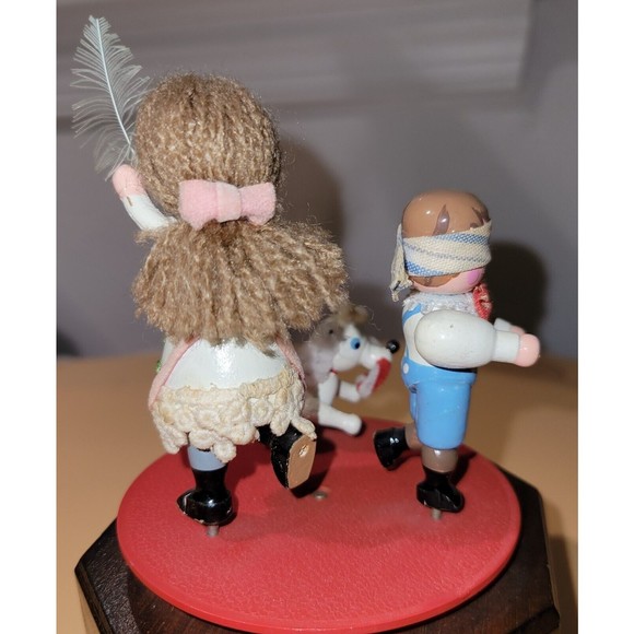 Kurt Adler Musical We Wish You a Merry Christmas Girl Boy Dog Rotate Wood 1983 - Picture 11 of 16